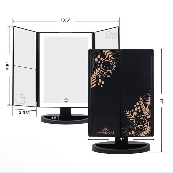 Hello Kitty® Trifold LED Tri-Tone Mirror+ Compact Mirror Bundle Set - Picture 6 of 8